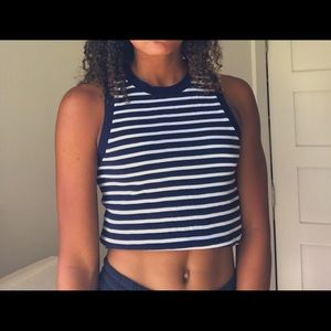 blue and white striped gap tank top